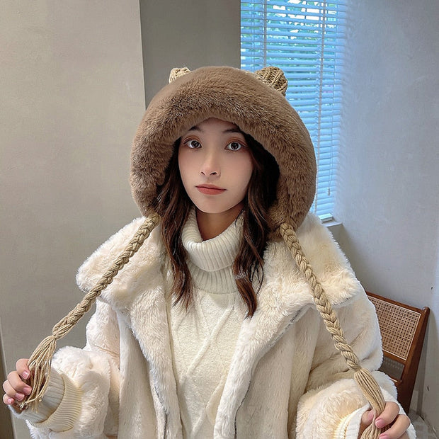 Kawaii Katzenohren Plüschmütze – Winter Warme Kapuze