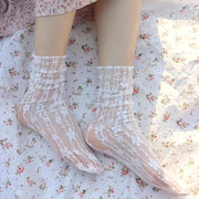 Transparente Blumen Spitzen Socken Damen – Kawaii Stil