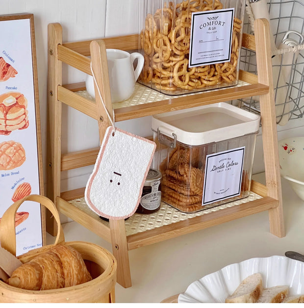 Rattan Holz Schreibtischregal – Kawaii Aufbewahrung Regal