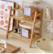 Rattan Holz Schreibtischregal – Kawaii Aufbewahrung Regal