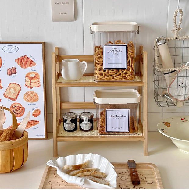 Rattan Holz Schreibtischregal – Kawaii Aufbewahrung Regal