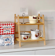 Rattan Holz Schreibtischregal – Kawaii Aufbewahrung Regal