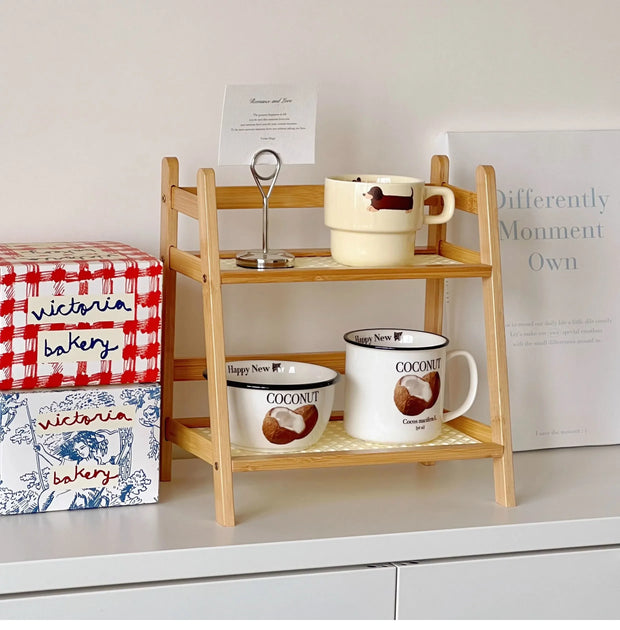 Rattan Holz Schreibtischregal – Kawaii Aufbewahrung Regal