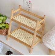 Rattan Holz Schreibtischregal – Kawaii Aufbewahrung Regal