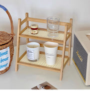 Rattan Holz Schreibtischregal – Kawaii Aufbewahrung Regal