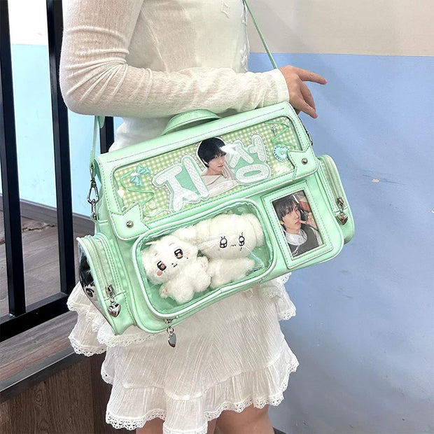 Kawaii Ita Umhängetasche – Transparente Schultertasche mit Displayfach